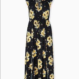 NWT torrid Sunflower Challis Drawstring Maxi Dress